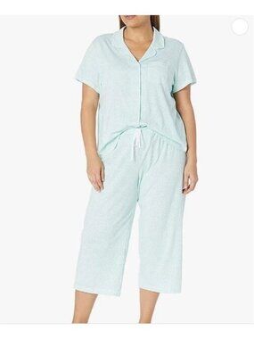 Karen Neuburger Womens Button-Up Pajama Set - Mint Green Size S